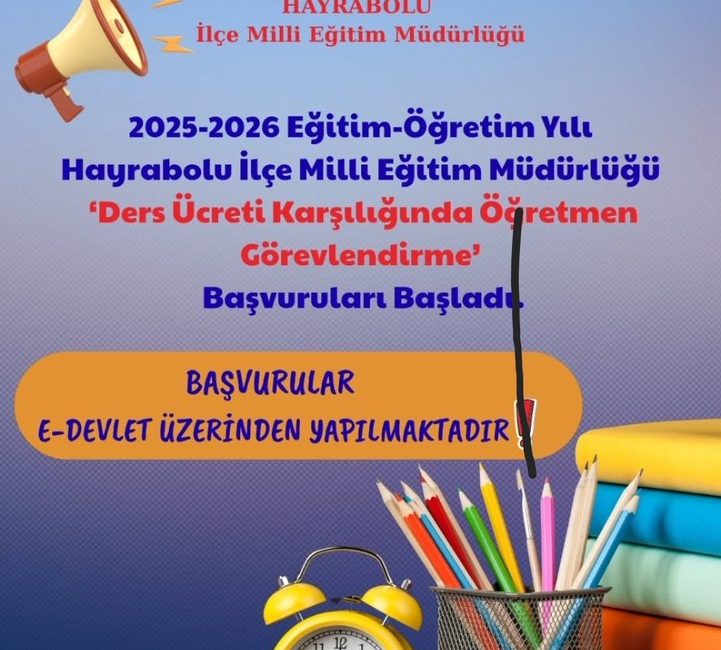 Hayrabolu İlçe Milli Eğitim Müdürlüğü, ders ücreti karşılığında öğretmen görevlendirmesi