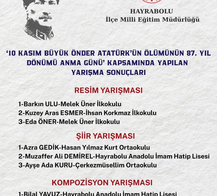 Hayrabolu İlçe Milli Eğitim Müdürlüğü, ilçede düzenlenen “10 Kasım Büyük