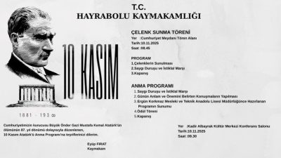 Hayrabolu İlçe Milli Eğitim Müdürlüğü, Cumhuriyetimizin kurucusu Büyük Önder Gazi