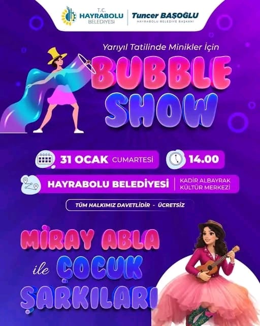 Hayrabolu Belediyesi'nin düzenlediği bu harika etkinlik, yarıyıl tatilinin son gününde